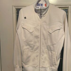 Monarch white mock neck front zipper jacket large